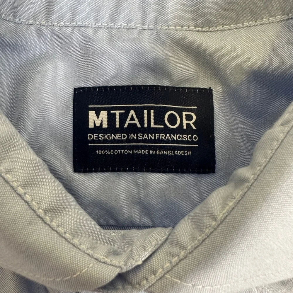 MTailor Mens Light Blue 100% Cotton Button Down Dress Shirt‎ Oxford Long Sleeve